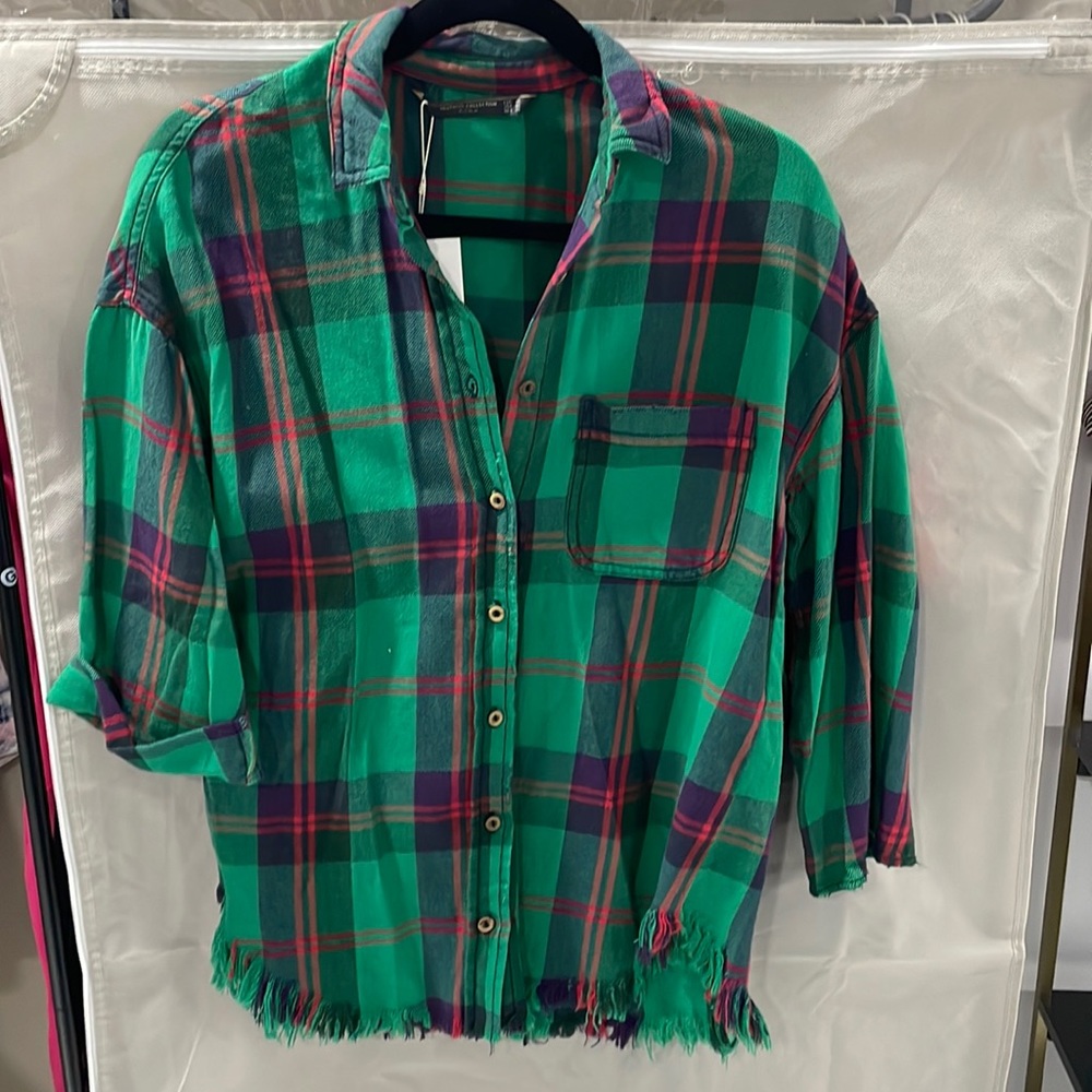 Zara frayed plaid shirt *NEW
